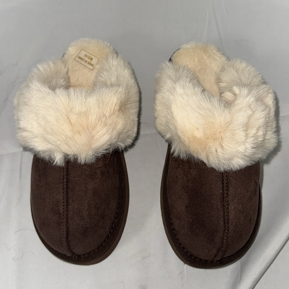 PLATFORM BROWN FUR SLIPPERS